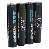 HEITECH 650 Akku AAA Micro - 4× NiMH Wiederaufladbare Batterien mit min. 550mAh & 1,2V - Akkus mit geringer Selbstentladung für Geräte mit hohem Stromverbrauch - Akkubatterien ideal für Telefon