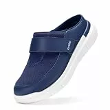 FitVille Extra Weit Hausschuhe Herren Senioren Slipper mit Klettverschluss Männer Pantoffeln Marineblau 46 EU Weit