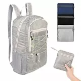 Qusidy Faltbarer Rucksack Ultraleicht 25L, Wasserdicht Rucksack für Damen Herren, Leichter Daypack, Rucksack Wandern, Tragbarer Rucksack für Outdoor, Faltbar Wanderrucksack für Reise, Grau