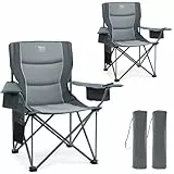 TIMBER RIDGE 2er Campingstuhl Faltbar 200KG Übergroß 63cm Sitzbreit Klappstuhl Camping Bequem Gepolster mit Isolierte Kühltasche Camping Sessel Faltstuhl Gartenstuhl Anglerstuhl