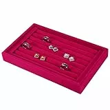 Schmuckkästchen zur Aufbewahrung von Ringen, Schmuckständer, Ringe, Schlitze aus Samt, Ringschachtel (Rosa)