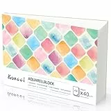 Koncci Aquarellpapier A4, 40 Blatt Aquarellblock, Kaltgepresst 300g/m² Weißes Aquarell Papier, Watercolor paper für Aquarellmalerei und Zeichnung, Geeignet für Studenten, Anfänger, Künstler