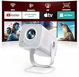 Mini Beamer 4K 1080P Unterstützt [Android 14 & 270° Drehbar] Smart Beamer Klein mit WiFi 6 Bluetooth 5.4, Tragbarer Projektor Heimkino Outdoor mit Auto Trapezkorrektur für HDMI/Android/iOS/PC/USB