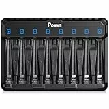 POWXS AA AAA Akku Ladegerät für NIMH/NICD/Lithium/Li-ion AA AAA 1.2V 1.5V Akku, 8-Ladeplatz Wiederaufladbare Universal Schnell Batterie Ladegerät mit LED Anzeige & mit USB-C Eingang