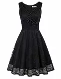GRACE KARIN trägerkleid Knielang Retro Kleid a Linie Damen Festliche Kleider Spitze Swing Kleid CL645-1 XL