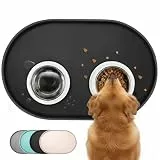 Conlun Napfunterlage Hund,1,2cm Hohe Ränder Futtermatte Katzen zur Vermeidung von Verschüttungen,BPA-Freie Silikonmatte mit Rand Gummi-Hundenapf Unterlage für Futter- und Wassernäpfe(Schwarz,81x51 cm)