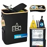 MidingChai 160L Gelber Sack Ständer + Pfandflaschen Sammelbehälter 2-in-1,Für 60L-120L Gelber Sack，Gelber Sack Mülleimer mit Deckel, Müllsystem für Küche & Haushalt - Schwarz