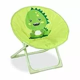 Relaxdays Moonchair Kinder, Monster, faltbar, HxBxT: 47 x 50 x 48 cm, Kinderstuhl draußen & drinnen, Kindersessel, grün