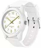 TENOCK Analoge Kinderuhren für Jungen Mädchen Kinderuhren Zeit Lernen 5ATM Wasserdicht Kinderuhr Leicht Zu Lesen für Alter 4-12 Kinder GroßE Geburtstagsgeschenke (Weiß)