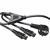 ACT Netzkabel 3 Polig 1.80m, CEE7/7 Netzkabel + 2X C5 Netz Y-Kabel, C5 Kabel, Stromkabel Type F, für Notebook Ladegerät– AK5208