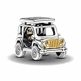 LaMenars Two-tone Adventure Car Charm für Armbänd 925 Sterling Silber Bead Women Charms Mother's Day Birthday Anniversary Jewelry for Girls Wife