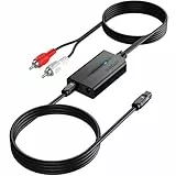 AUTOUTLET DA Wandler, 192kHz DAC Digital zu Analog Audio Wandler SPDIF Toslink zu Analog RCA mit Audio-Verstärker-Chip 0,8M RCA Männlich+1M Optischem Kabel für HDTV DVD Blu-ray Sky Spielekonsole