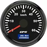 52mm Geschwindigkeitsmesser Boot GPS Tacho Kilometerzähler 0-60Km/H Wasserdichter IP67 7-Farben Tachometer Messgerät für Auto Boot Yacht 12V/24V …