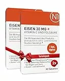 N1 Eisen 30 mg + Vitamin C & Folsäure - 60 Eisentabletten - 98% bioverfügbares Eisenpräparat - hochdosiert für Immunsystem, Energiestoffwechsel & bei Eisenmangel - gut verträglich, ohne Nebenwirkungen