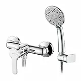 GRIFEMA PORTO-G12003 | Duscharmatur - Brausebatterie mit Brauseschlauch, Handbrause mit 5 Funktionen, und Brausehalter | Einhebel-Brausemischer-Dusche set, Chrom