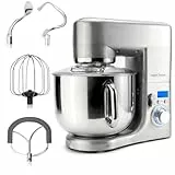 ProfiCook® Küchenmaschine mit XXXL-Edelstahlschüssel | Rühgerät 10L mit 1500W Motor | Knetmaschine inkl. Haken & Schneebesen | Teigknetmaschine Spritzschutz mit Nachfüllöffnung | PC-KM 1096