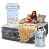 Huddle Lite Luftbett mit Integrierter Pumpe – Aufblasbare Matratze, Bequeme Flock-Oberfläche, Erhöhte Höhe – Luftbett für Camping, Gäste und Ersatzräume (Einzel,Double,King)