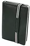 J.Jones - Slim Wallet mit Münzfach & RFID-Schutz - Echt-Leder Mini Geldbörse wahlweise mit Pop Up Kartenetui - Schwarz