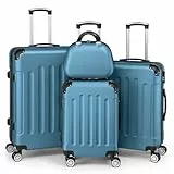 LEADZM Kofferset 4 teilig Hartschale, Koffer Set aus ABS, Reisekoffer mit Rollen Groß, Hartschalenkoffer Set, Koffer & Trolleys mit Kosmetikkoffer (Navyblau)