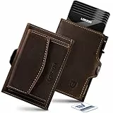 LORZOR Slim Wallet mit XXL-Münzfach für 10+ Münzen, Kartenetui Herren RFID Schutz, Echtleder Portmonee, Geldbörse Herren, Geldbeutel, Brieftasche, Smart Wallet, Kreditkartenetui für 10 Karten