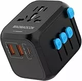 NYQIUGO Reiseadapter Weltweit Universal Reisestecker mit PD20W 2 USB 1USB C und 1AC Steckdose Internationaler Steckdosenadapter Universaladapter für Deutschland USA England Thailand Italien Australien