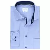 ETERNA Herren Langarm Hemd Modern Fit | Bügelfrei | Dynamic Cotton™ | Blau | Mit Brusttasche I Twill I 100% Baumwolle | Kentkragen mit dunkelblauen Ausputz Gr. 42