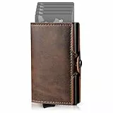 AISIR Wallet, Mini Geldbeutel Herren und Damen mit RFID, Geldbeutel Herren, Slim Wallet mit Münzfach(braun)