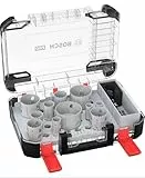 Bosch 14x PRO Multi Material Power Change Plus Lochsäge-Set – Transparentes Etui (für Weichholz, Trockenbauwand, Ø 20-76 mm, Professional Zubehör Bohrmaschine)