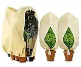 Ewzayol 3 Stück Winterschutz für Pflanzen,Atmungsaktiv 85 g/m² Winterschutz Kübelpflanzensack Frostschutz Pflanzenabdeckungen mit Reißverschluss und Zugband Beige(80 x 120 cm &120 x180 cm)