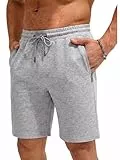 COMEOR Shorts Herren mit Reißverschluss - Baumwolle Kurze Hosen, Sporthose Kurz Männer Bermuda Jogginghose, Laufshorts Sommer Trainingshose (Hellgrau, XL)
