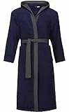 Ladeheid Herren Frottee Bademantel aus 100% Baumwolle LA40-190 (Dunkelblau-29/Dunkelgrau-12, M)
