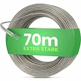 SimplySmooth Wäscheleine 70m - Wäscheseil mit Stahlkern in 3 Längen - Stabile Wäsche Leine extra stark - für Wäschespinne, Garten & Camping - Outdoor