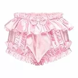Satini Sissy Rüschen Gerafft Seidig Satin Kaschierung Erwachsenen Windelhose Slips Dessous Unterwäsche Höschen (Zartrosa, XXL)