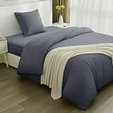 Utopia Bedding 3teilig Bettwäsche-Set - Weiches gebürstetes Mikrofaser-Gewebe - Bettbezug (135x200cm), Spannbetttuch (90x200cm) mit Kissenbezug (80x80cm), Grau