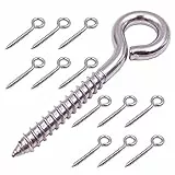 12 Stück 304 Edelstahl Schraubösen, robuste Schraubhaken Ring für Yoga, Schaukelstuhl, drinnen und draußen, selbstschneidend, 8,1 cm