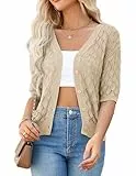 GRACE KARIN Damen Kurzer Cardigan Eleganter Damen Knopf Alltag Pullover Aprikose XL