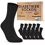 10 Paar Diabetikersocken für Herren & Damen ohne Gummibund & ohne Naht aus Baumwolle Diabetiker Socken mit Komfortbund ohne Gummi 70208T (Schwarz 39-42) WP