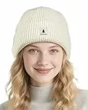 GoSkala Merino Mütze Herren & Damen, Winddicht & Leichte Wintermütze, Warme Fisherman Beanie, Weich Strickmützen Wollmütze für Männer & Frauen, Elastisch & Bequeme, Einheitsgröße, Weiß