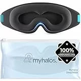 MyHalos® Schlafmaske – Verdunkelnde Schlafmaske Frauen – 3D Schlafmaske Herren für Komfort ohne Druck – Vorgeformte Schlafbrille für Komplette Verdunkelung – Schwarze Augenbinde mit Etui