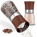 Zolmer® Salz und Pfeffermühle Holzoptik 2er Set – Pfeffermühle Holz groß mit Keramikmahlwerk – Nachfüllbarer Salzstreuer aus Glas ＆ Holz, manuell einstellbar