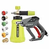 M Mingle Hochdruckreiniger Pistole mit Schaumlanze Set, 276 bar (4000 PSI), Schaumblaster mit 1 Liter Kanone, 5 Düsen, 1/4 Zoll Schnellkupplung für Autowäsche