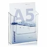 10 Stk. DIN A5 Wandprospekthalter, transparenter Flyerhalter zur Wandmontage, Wand-Prospekthalter für DIN A5 Flyer, Prospekthalter als Wandhalter für Prospekte und Kataloge