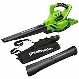 Greenworks GD40BV Akku Laubsauger / Laubbläser mit bürstenlosem Motor, 280 km/h, 9,63 m³/min, 45L Fangsack OHNE 40V Akku & Ladegerät, 3 Jahre Garantie