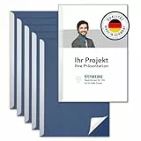 STRATAG Klemmschienen-Set (6 Stück) mit transparentem Deckel aus PP Kunststoff sowie Binderücken aus stabilem 350 g/m² Karton (Klemmmappe A4 Blau Königsblau)