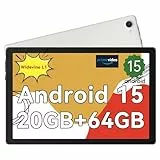 Whitedeer Android Tablet 10 Zoll - Android 15 Octa Core Gaming Tablet mit 20GB+64GB+1TB TF, Tablet PC mit OTG-Übertragung und Wi-Fi 6G, Widevine L1,5000mAh - Weiß