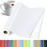 YAFLC Selbstklebend Plotterfolie Vinyl, 30.5x400cm Selbstklebend Vinylfolie Plotter, Permanente Plotterfolie Vinyl für Teetasse, DIY Geschenke, Fenster, Keramik Kaltweiß