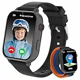 Smartwatch Kinder GPS und Telefon, 4G Uhr Kinder Smartwatch mit Videoanruf, Voice Chat, Schulmodus, WiFi, SOS, Kamera, Spiele, Wecker, Schrittzähler, Kinderuhr für Mädchen Jungen 4-12 Jahren, Schwarz