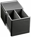 BLANCO BOTTON Pro 45/2 Automatic | Abfall Müllsystem | für 45 cm breite Unterschränke | System zur Bodenmontage hinter Schwenktüren | 2 x 13 Liter Eimer | Mülleimer geht beim öffnen der Tür auf