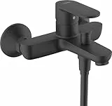 hansgrohe Vernis Blend - Badewannenarmatur Aufputz für 2 Verbraucher, Mischbatterie Badewanne mit Auslauf Länge 17,1 cm, Einhebelmischer Wanne, Mattschwarz, 71440670