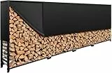 WIELS® Brennholzregal außen 400x25x115cm, Kaminholzregal Metall + Abdeckung, Kaminholzunterstand 1400kg Wasserdichter Holzlager Holzstapelhilfe für Garten Terrasse (400x25x115cm)